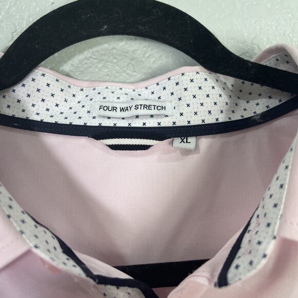Mens 4 Way Stretch Button Down Dress Shirt Mens XL Pink Long Sleeve Non-Iron - Picture 2 of 6